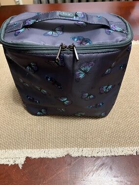 lug Butterfly Print Cosmetic Case in Purple and Teal